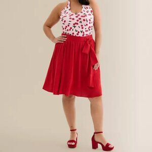 Retro Chic Foxy Halter Top with Cherry Pattern